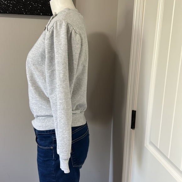 GREY STATE Brooke Puff Long Sleeve Sweatshirt Button Shoulders Size 2 Medium - Picture 7 of 16